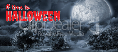 Composite image of digital composite image of time to halloween text