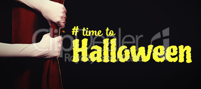 Composite image of digital image of time to halloween text