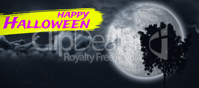 Composite image of digital image of happy halloween text