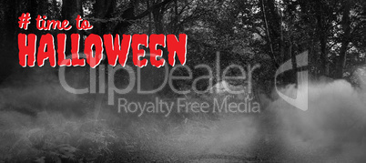 Composite image of digital composite image of time to halloween text