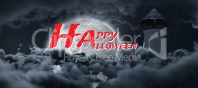 Composite image of graphic image of happy halloween text