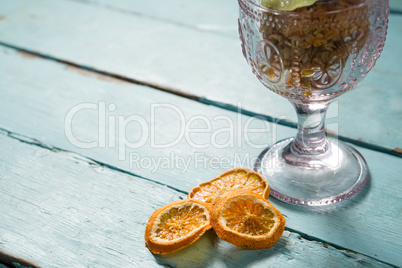 Dried orange slice with glass bowl