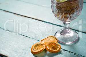 Dried orange slice with glass bowl