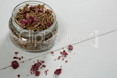 Cereal bran stick in glass jar