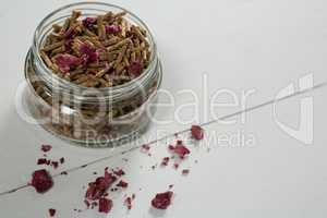 Cereal bran stick in glass jar