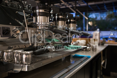 Empty espresso machine at counter