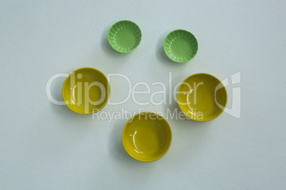 Empty bowls on white background