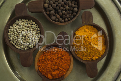 Various type spices in bowl