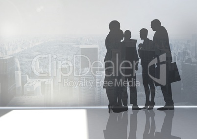 Silhouette of group of people with transition background