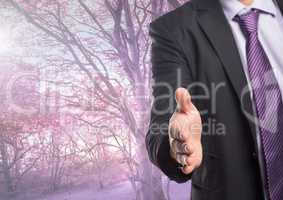 Businessman in nature forest