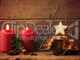 Christmas background with star shaped cookies