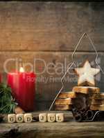 Christmas background with star shaped cookies