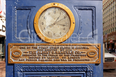 Street clock in Market Street in San Francisco