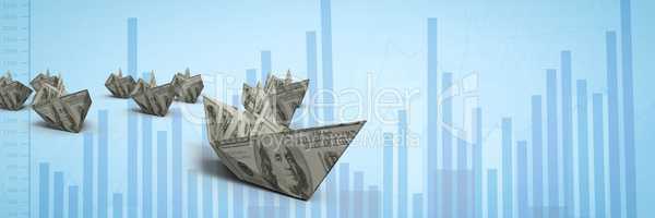 Group of 3d money boats on graph