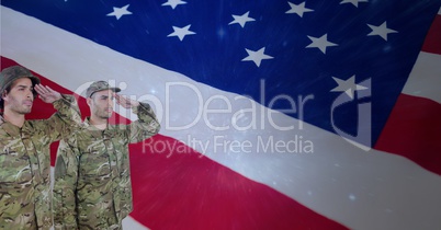 veterans day soldiers in front of flag