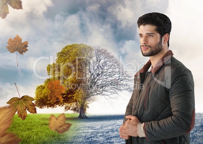 Man standing with Autumn Winter transition