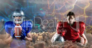 american football players blue and red