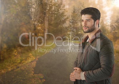 Man standing in Autumn woods