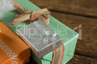 Close up of Christmas presents