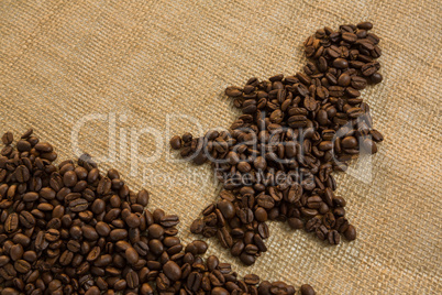 Close up of Christmas tree made with roasted coffee beans