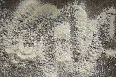 Flour on table