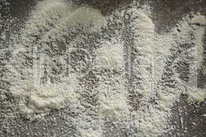 Flour on table