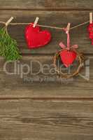 Christmas decoration arranged on rope