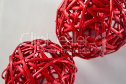 Directly above shot of red wicker ball