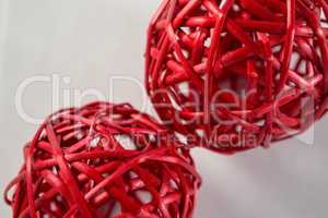 Directly above shot of red wicker ball