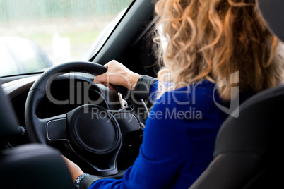 Close up of customer driving in car