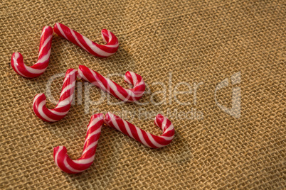 High angle view of candy canes