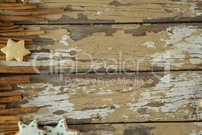 Christmas cookies on wooden plank