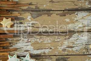 Christmas cookies on wooden plank