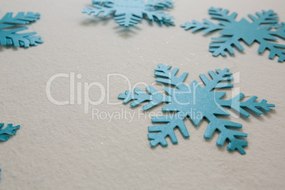 Blue snowflakes on white background