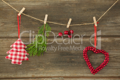 Christmas decoration arranged on rope