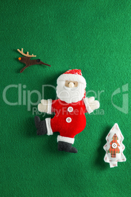 Christmas decoration on green background
