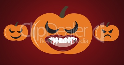 Pumpkin with lipstick and fangs illustrations