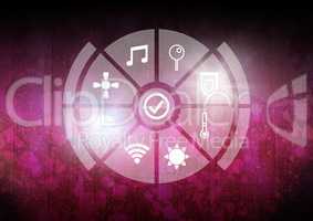 Icons interface of Internet Of Things over purple background