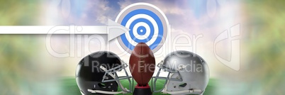 American football versus teams helmets with target and arrow and ball