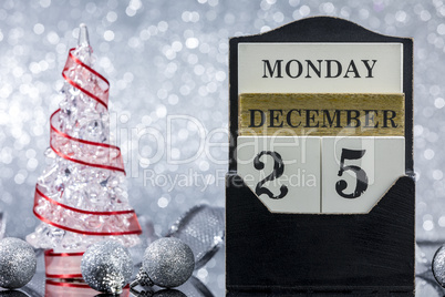 Christmas ornaments with wooden calendar