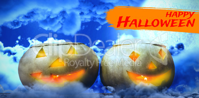 Composite image of digital image of happy halloween text