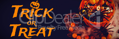 Composite image of graphic image of trick or treat text