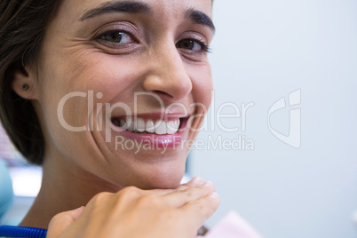 Patient smiling at medical clinic