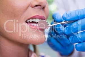 Cropped image of dentist examining woman