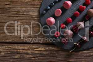 Fruits and vegetables on chopping board