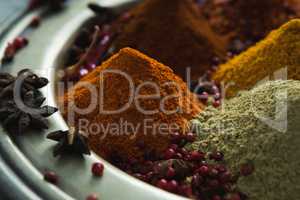 Spices powder in plate