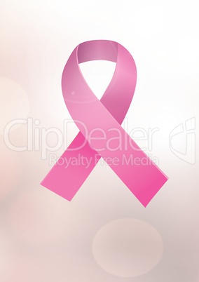 pink ribbon for breast cancer awareness over bright background