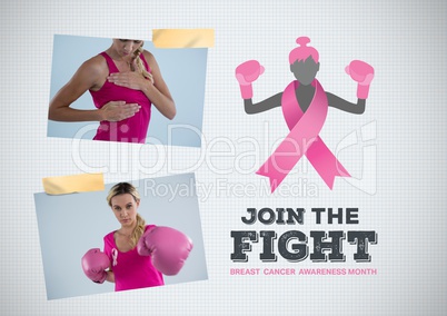 join the fight text and Breast Cancer Awareness Photo Collage