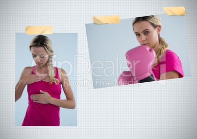 Breast Cancer Awareness Photo Collage with woman wearing boxing gloves