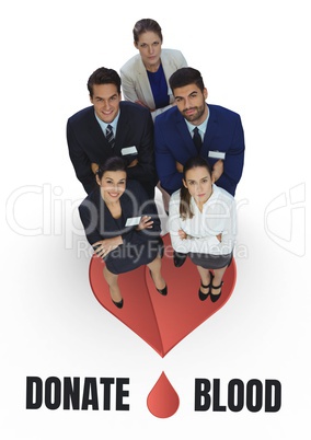 Business people with donate blood text Business people with donate blood text